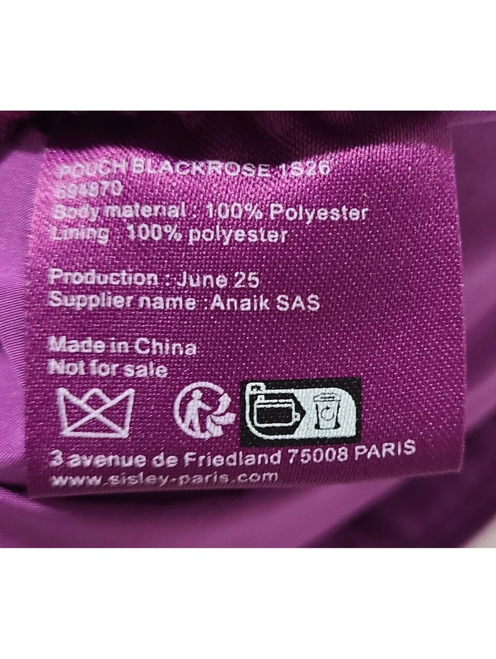 Sisley Paris Blackrose Luxury Cosmetic Makeup Pouch Sz M Purple Chevron Bag EUC